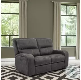 Nova Slate Performance Fabric 63" Power Reclining Loveseat