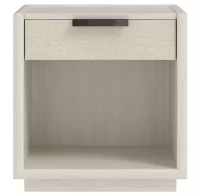 Cotiere Cream Linen Performance Fabric 1 Drawer Nightstand with USB Charging