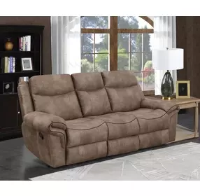 Nashville Brown Manual Reclining 88" Sofa with Drop-Down Console and USB Charging