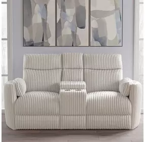 Radius Mega Ivory 79" Glider Power Reclining Console Loveseat
