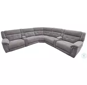 Silverwood Bristol Grey 7 Piece Modular Power Reclining Sectional with Adjustable Power Headrests