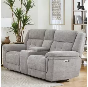 Richland Bristol Grey 80" Power Reclining Console Loveseat With Power Headrest