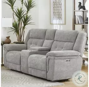 Silverwood Bristol Grey 80" Power Reclining Console Loveseat with Power Headrest