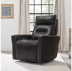 Remmington Vintage Slate Leather Swivel Glider Power Recliner