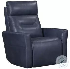 Rhettmere Vintage Navy Leather Swivel Glider Power Recliner