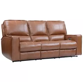 Rockford Verona Saddle Leather 86" Power Reclining Sofa with Power Headrest and Footrest