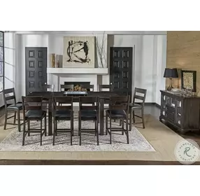 Mariposa Warm Gray Ladder Back Upholstered Counter Height Chair Set of 2