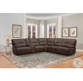 Spartacus Chocolate 6 Piece Performance Fabric Power Reclining Sectional