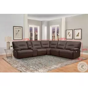 Victor Chocolate 6 Piece Performance Fabric Power Reclining Sectional