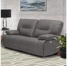 Spartacus Haze Dual Performance Fabric 65" Power Reclining Loveseat with Power Headrest