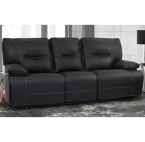 Spartacus Black Dual Performance Fabric 88" Power Reclining Sofa with Power Headrest