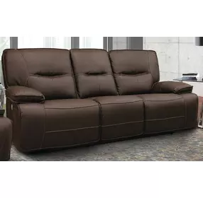 Spartacus Chocolate Dual Performance Fabric 88" Power Reclining Sofa with Power Headrest