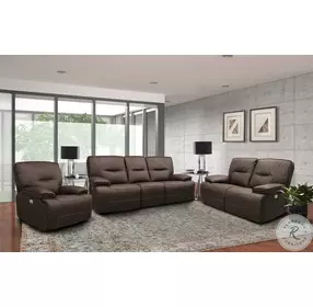 Victor Chocolate Dual Performance Fabric Power Reclining Sofa with Power Headrest
