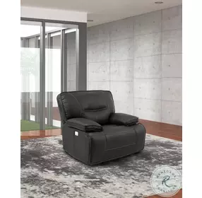 Victor Black Performance Fabric Dual Power Recliner with Power Headrest