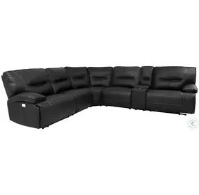 Spartacus Black 6 Piece Performance Fabric Power Reclining Sectional