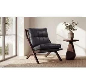 Preston Black Leather Upholstered Accent Chair