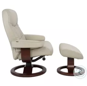 Muldal Dove Leather Large Recliner with Ottoman