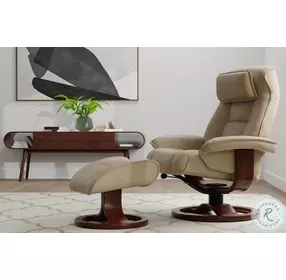 Mustang Stone Leather Large Recliner with Ottoman