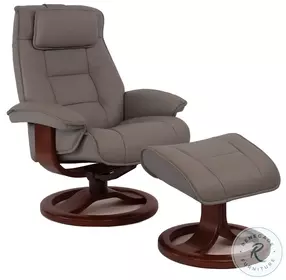 Mustang Granite Leather Large Recliner with Ottoman
