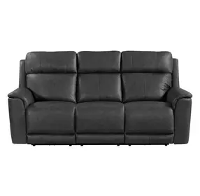 Walker Aline Anthracite Leather Triple Power Reclining Living Room Set with Dropdown Console and USB Charging