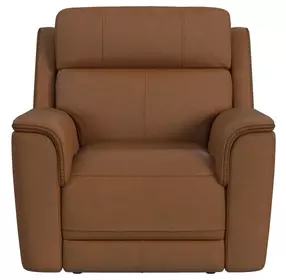 Walker Brown Leather Power Motion Recliner with USB Charging