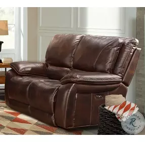 Aspen Burnt Sienna Dual 64" Power Reclining Loveseat with Power Headrest