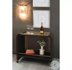 Myer Espresso Oak Waterfall Edge Bar Cart