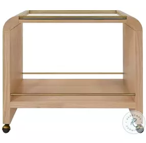 Myer Natural Oak Waterfall Edge Bar Cart