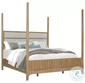 Wanderlust Glazed Natural Oak Upholstered Poster Bedroom Set