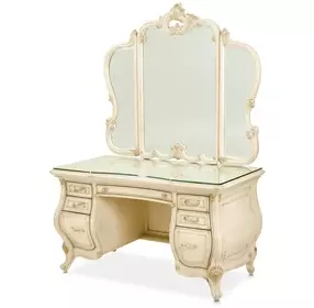 Platine de Royale Champagne Vanity Set with Arched Mirror and Bench