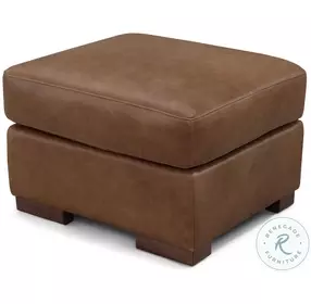 Inglewood Vintage Brown Derby Leather Upholstered Rectangular Ottoman