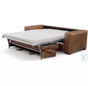 Inglewood Vintage Brown Derby Leather Queen 91" Sleeper Sofa with Matress