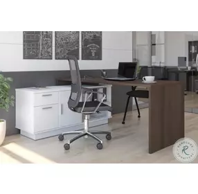 Equinox Antigua And White 71" L Shaped Desk