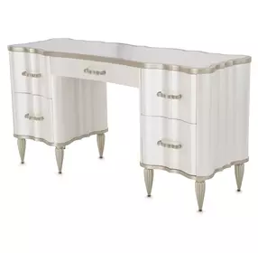 London Place Creamy Pearl 5 Drawer Vanity Desk