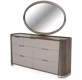 Roxbury Park Slate 7 Drawer Dresser and Oval Mirror