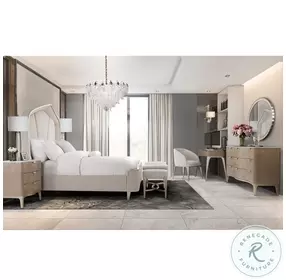 Malibu Crest Chardonnay And Doeskin Queen Upholstered Curved Panel Bed