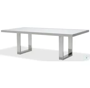 State St Satin And Glossy White Rectangular Glass Top Dining Room Set