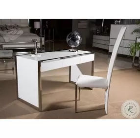State St Glossy White Writing Desk