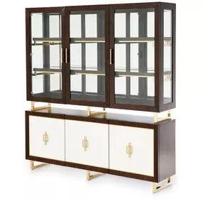 Belmont Place Espresso 6 Door China Cabinet and Buffet with LED