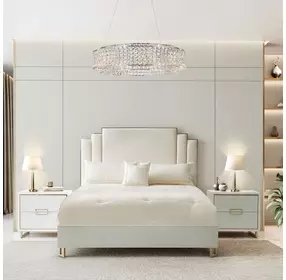 Palm Gate Cloud White Eastern King Bed with USB Charging