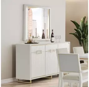 Palm Gate Cloud White Sideboard with Adjustable Shelves and 2 Storage Drawers
