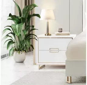 Palm Gate Cloud White 2 Drawer Nightstand