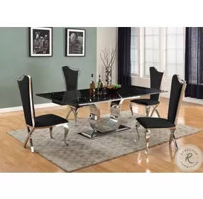 Nadia Black And Polished Stainless Steel Tall Back Side Chair Set of 2