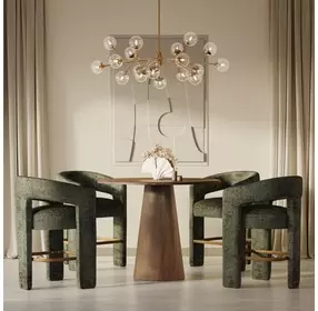 Gwen Luxury Brown and Green Upholstered 5 Piece Counter Height Dining Set