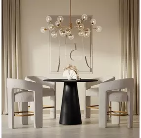 Gwen Luxury Black and Beige Upholstered 5 Piece Counter Height Dining Set