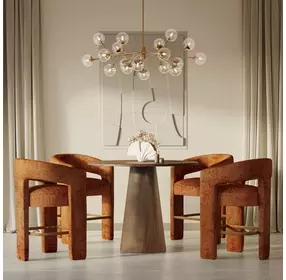 Gwen Luxury Brown and Red Upholstered 5 Piece Counter Height Dining Set