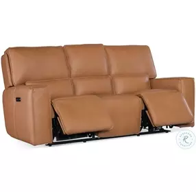Miles Brown Leather Zero Gravity Power Reclining Sofa With Power Headrest