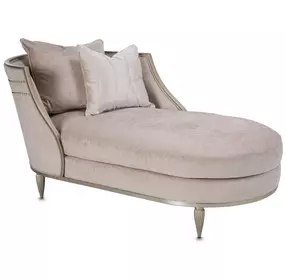 London Place Parchment 69" Chaise with Nailhead Trim and Pillows