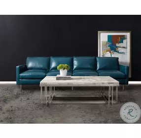 Sausalito White Onyx And Pewter Metal Rectangular Cocktail Table