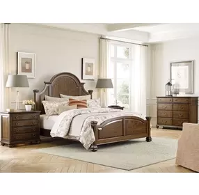 Kingswell Rich Hazelnut 8 Drawer Witham Bureau with Rectangular Mirror